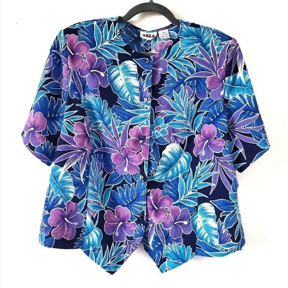 Vintage Floral Short Sleeve Button Down Shirt - Picture 1 of 5